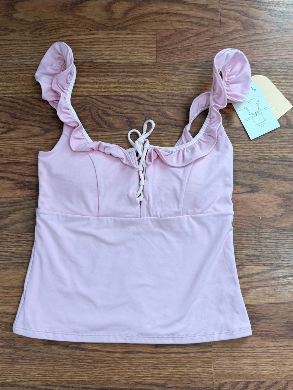 NWT Blogilates Ruffle Lace Up Tank Top - Picture 4 of 5